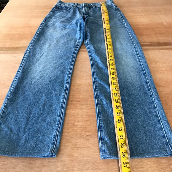 Uniqlo JW Anderson Wide Leg Jeans Women 23 Blue Mid Rise Medium Wash Stretch - Picture 5 of 11